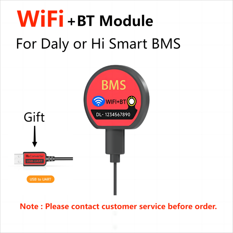 ملحقات Bms الذكية HiBMS ، وحدة بلوتوث واي فاي لdaly Hi الذكية BMS ، USB إلى RS485 إلى UART لوحة عرض الطاقة
