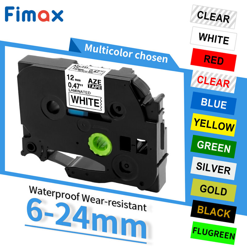 Fimax 1 قطعة متوافق مع طابعة Brother الشريط 6 مللي متر/9 مللي متر/12 مللي متر 231 تسمية الشريط H110 P-Touch تسمية صانع ل TZ TZE 231 131 431 631