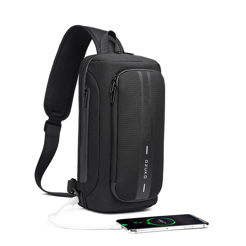 OZUKO عادية USB شحن الرافعة حقيبة متعددة الوظائف حقيبة كروسبودي للرجال مكافحة سرقة الكتف رسول حقائب الذكور حقيبة مضادة للماء