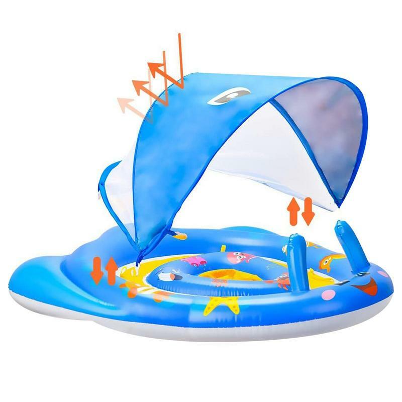 طفل بركة تعويم مع مظلة Sunblock القابلة للإزالة ، نفخ السباحة تعويم ، آمنة السباحة التدريب يطفو للأطفال ، شاطئ يطفو