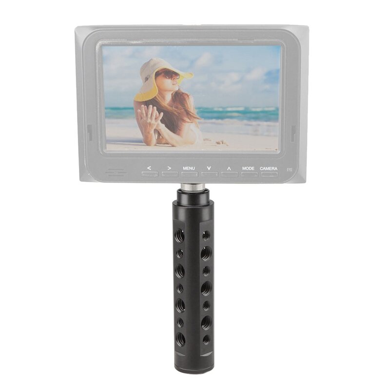 مقبض كاميرا من سبائك الألومنيوم مع رأس مترابطة ، شاشة ، ضوء الفيديو ، فلاش ، ميكروفون ، تركيب LCD