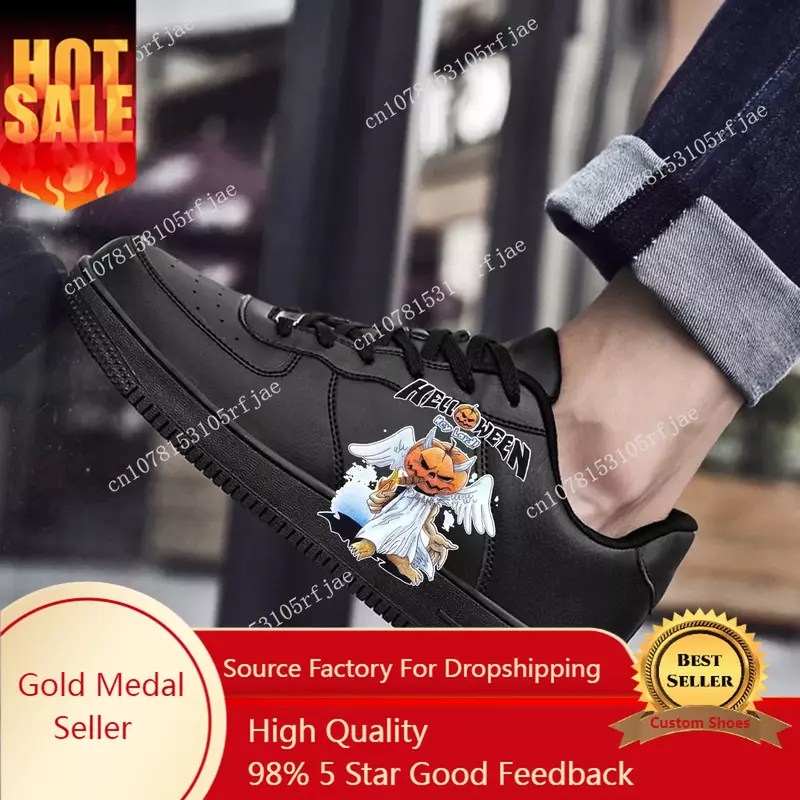 حذاء رياضي Helloween Band AF للرجال والنساء ، حذاء بأربطة ، حذاء مصنوع حسب الطلب ، رياضة ، جري ، جودة عالية ، قوة مسطحة ، تصنعه بنفسك ، كرة سلة