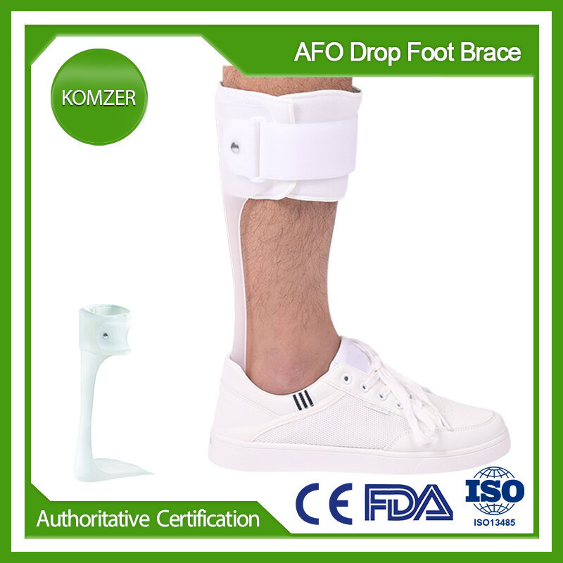 دعامة للقدمين من Komzer-مثبت جبيرة AFO-دعامة جبيرة للكاحل متينة للمشي مع الأحذية ، البولي إيثيلين خفيف الوزن