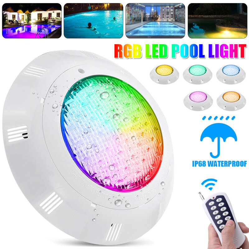أضواء LED لحمام السباحة تحت الماء ، مصباح تغيير لون RGB ، IP68 مقاوم للماء ، وحدة تحكم عن بعد ، حفل زفاف ، التيار المتناوب 12 فولت ، 65 واط