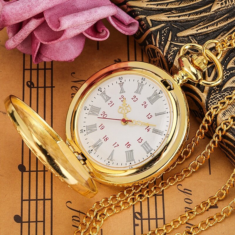 ساعة جيب مجوفة من الأرقام الرومانية للرجال والنساء ، حافظة أرقام رومانية منحوتة ، ساعة فاخرة ، ساعة حركة كوارتز ، سلسلة سترة