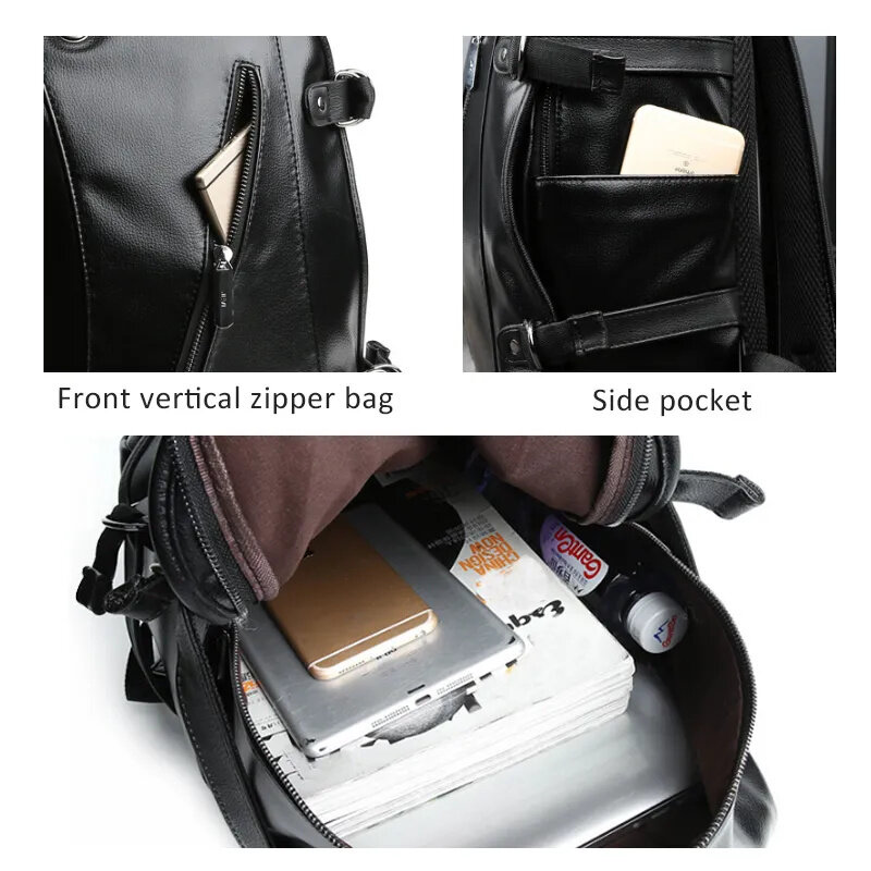 سعة كبيرة حقيبة جلدية للرجال ، الكورية نمط حقيبة مدرسية للبنين ، مقاوم للماء ، كمبيوتر محمول الذكور ، والسفر