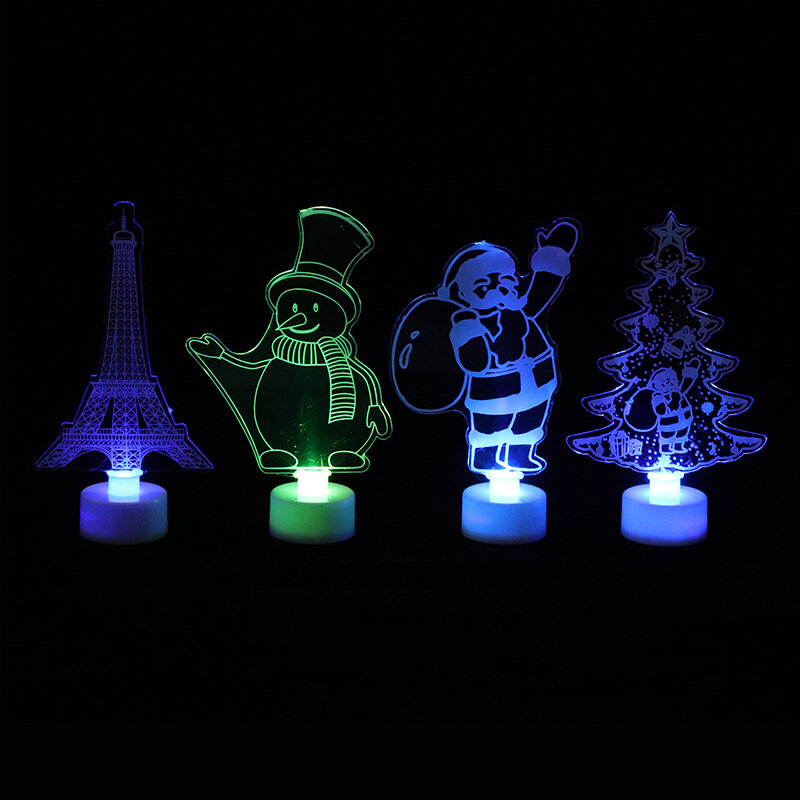 الملونة ثلاثية الأبعاد الاكريليك مصباح طاولة LED ، ضوء الليل للأطفال ، مصباح السرير رومانسية ، ديكور حفلة عيد الميلاد ، عيد الحب ، المنزل