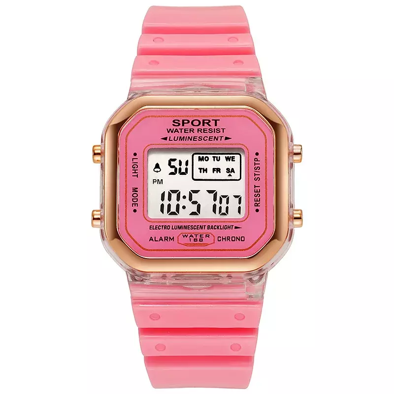 موضة العلامة التجارية طالب شفافة ساعة إلكترونية كاندي متعدد الألوان LED السيدات الرياضة مقاوم للماء ساعة اليد ساعة هدية relógio