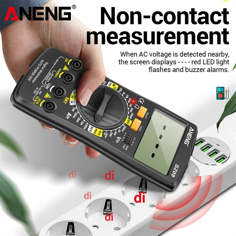 ANENG SZ08 مقياس متعدد رقمي رفيع للغاية للتخزين الاحترافي جهاز قياس الفولتميتر التلقائي AC DC V جهاز اختبار يدوي مقاوم