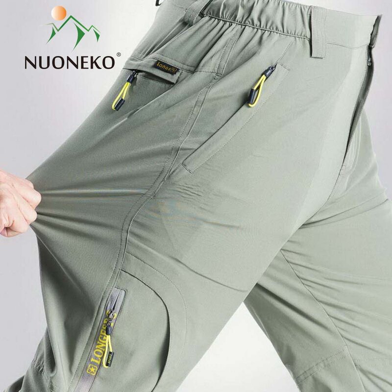 NUONEKO-Men سراويل بضائع غير رسمية قابلة للتمدد ، سريعة الجفاف ، في الهواء الطلق ، المشي لمسافات طويلة ، الرحلات ، السراويل الرياضية التكتيكية للذكور ، الصيف ، PA65