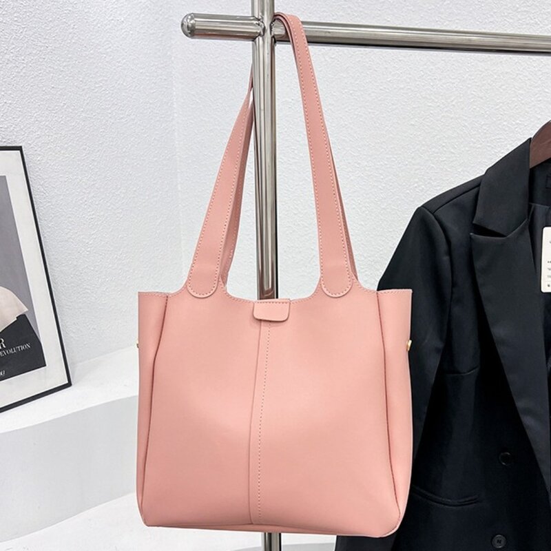 حقيبة كتف نسائية مربعة الشكل من الجلد الصناعي ، حقيبة حمل كبيرة كاجوال ، حقيبة يد أحادية اللون