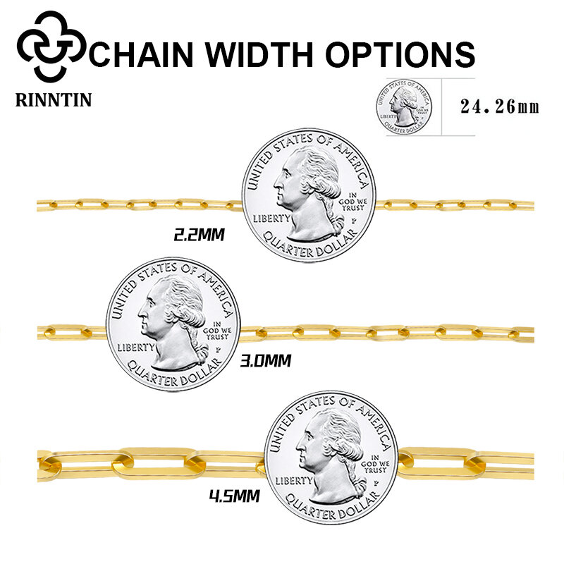 Rinntin 925 فضة مشبك ورق سلسلة عنق موضة 14K الذهب ربط سلسلة القلائد للنساء الفضة داينتي مجوهرات SC39