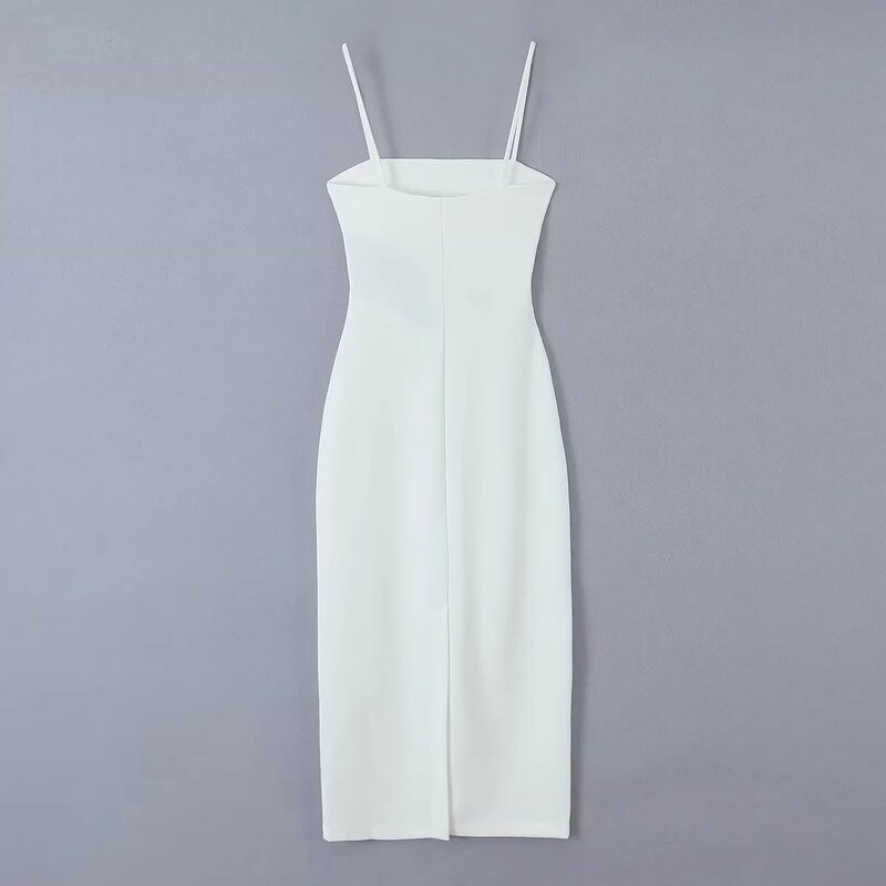 فستان أبيض من TRAF للنساء فستان طويل بدون ظهر قابل للانزلاق فستان نسائي صيفي ضيق فستان سيدات موضة 2023 فستان مثير للحفلات المسائية