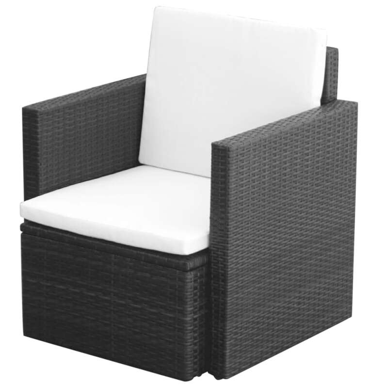 كرسي باحة مع وسائد ووسائد بولي راتان أسود 25.6 "x 25.6" x 28.7 "كرسي للاستعمال في المناطق الخارجية أثاث خارجي