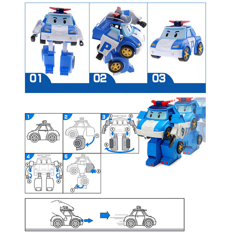 مجموعة من 6 قطعة بولي سيارة الاطفال لعبة روبوت تحويل سيارة الكرتون أنيمي ألعاب شخصيات الحركة للأطفال هدية juguداعي