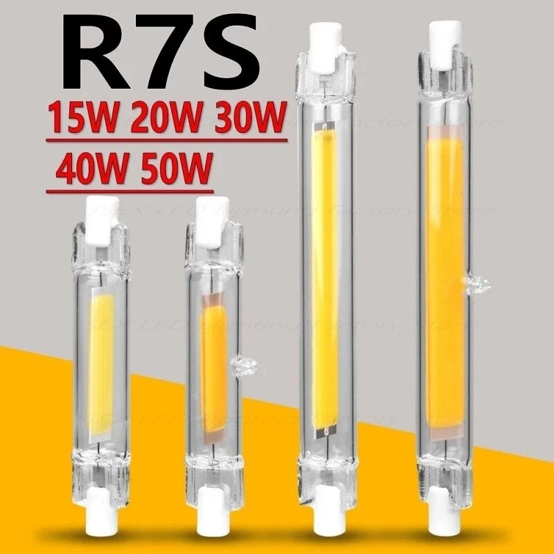 R7S مصباح الذرة J78 J118 استبدال ضوء الهالوجين التيار المتناوب 118 فولت 110 فولت 220 فولت لامباداس R7S LED زجاج أنبوب COB لمبة 78 مللي متر 240 مللي متر عالية الطاقة