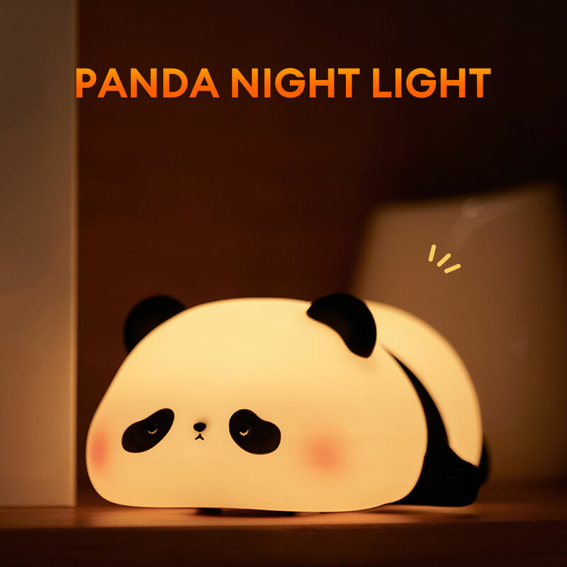أضواء ليلية ليد سيليكون باندا لطيف ، مصباح قابل لإعادة الشحن USB ، توقيت ، ديكور بجانب السرير ، هدايا عيد ميلاد للأطفال ، ديكور غرفة نوم منزلية