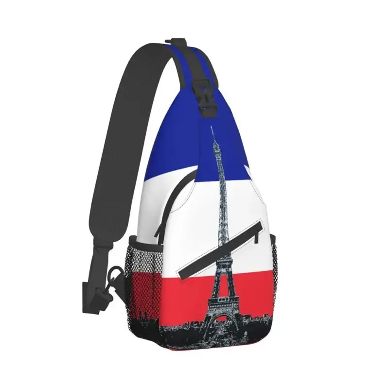 حقائب صدر متقاطعة مع الجسم للرجال ، علم فرنسا ، حبال برج إيفل ، حقيبة كتف ، تخييم ، ركوب الدراجات ، موضة
