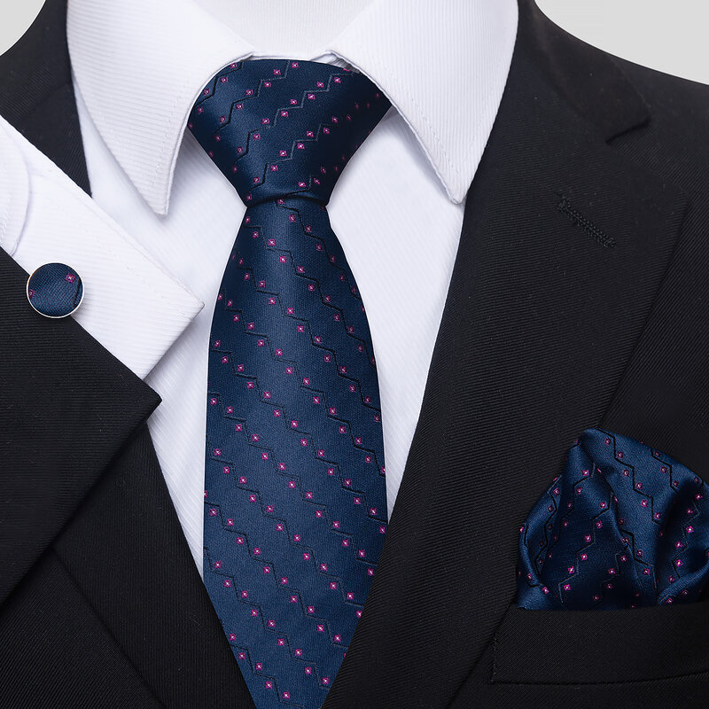 فاخر التعادل للرجال 100% الحرير التعادل منديل مجموعة أزرار أكمام ربطة العنق hombre الملابس الرسمية المطبوعة عيد الأب