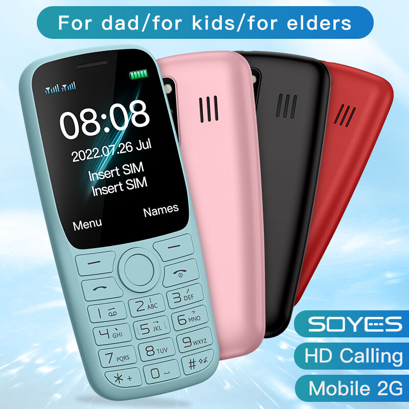 SOYES S10T 2G GSM لوحة مفاتيح صغيرة الهاتف بصوت عال المتكلم الخلوية سينور الهاتف المحمول مع 800mAh قوية مصباح يدوي الهاتف المحمول