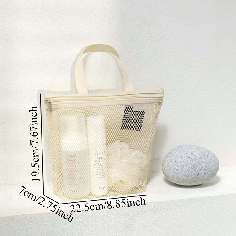 حقيبة دش شبكية محمولة لأدوات الزينة ، منظم أحادي اللون ، كيس ماء ماكياج ، ملحق مريح