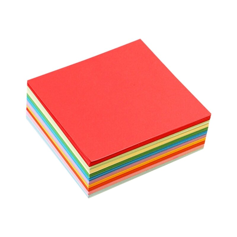 Y1UB 100x/حزمة ورقة اوريغامي مربعة مزدوجة الوجهين الملونة ورق قابل للطي ورقة مربعة اليدوية لمشروع الفنون والحرف اليدوية DIY