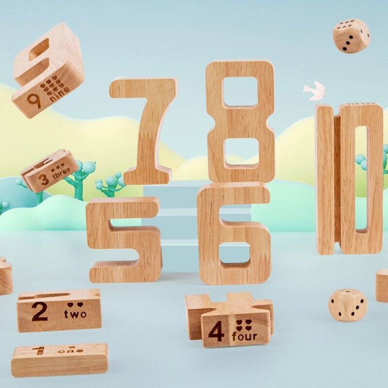 مكعبات تكديس الرياضيات، هدايا للأطفال الصغار 1-3 مكعبات موازنة أرقام الألعاب