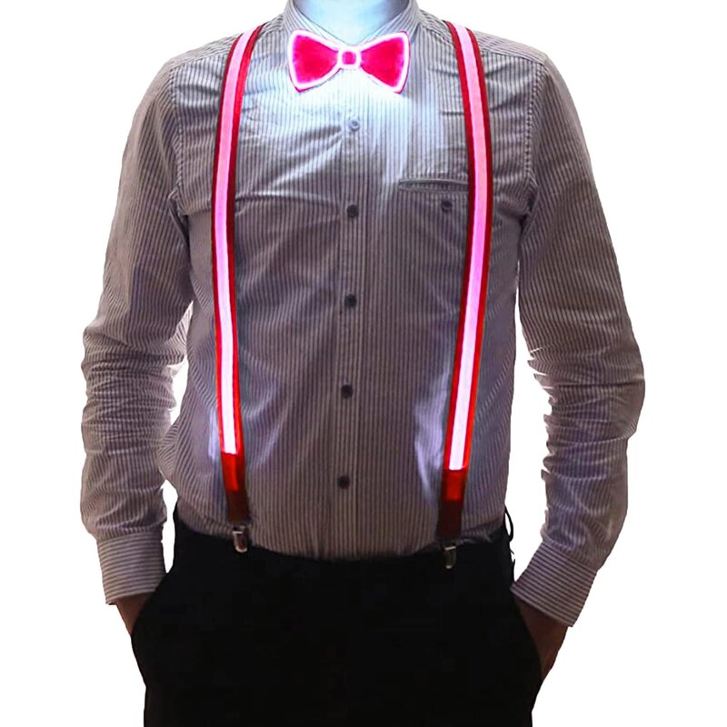 LED الحمالة تضيء LED ربطة القوس Tie مضيئة حزام كليب على الأقواس خمر الجدة مطاطا قابل للتعديل الحمالات ل نادي باتي