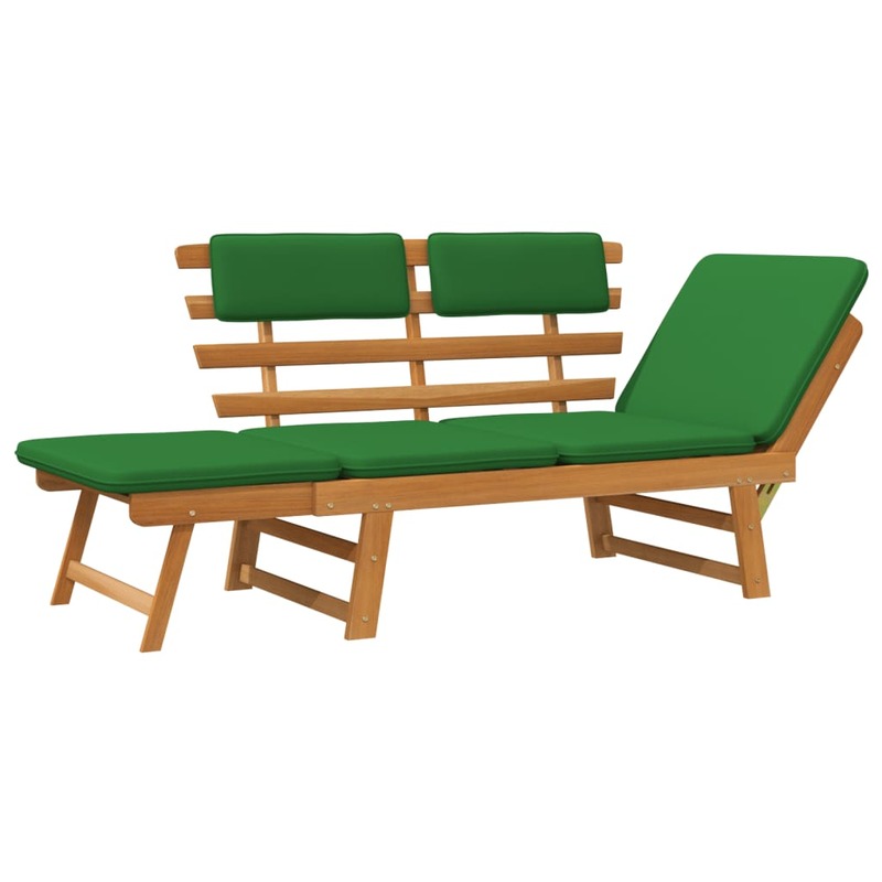 الباحة مقعد مع وسائد 2 في 1 الصلبة أكاسيا الخشب الأخضر 74.8 "x 26.8" x 29.1 "كرسي للاستعمال في المناطق الخارجية الشرفة الأثاث