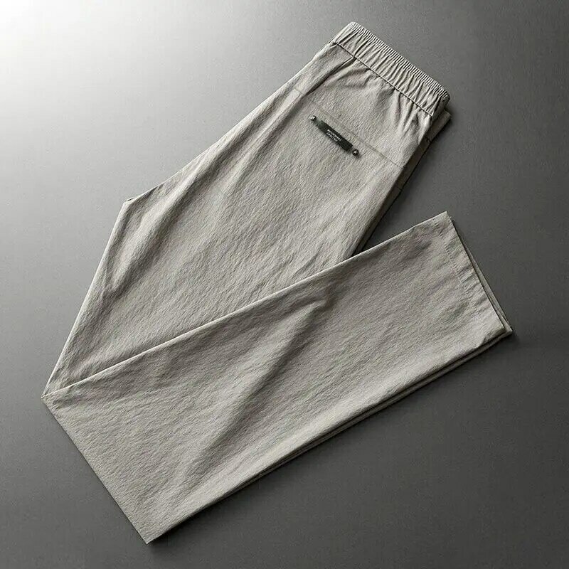 بنطال جيب برباط مطاطي للرجال ، أحادي اللون ، مريح ، مناسب للجسم ، متعدد الاستخدامات ، موضة كاجوال ، صيف ، جديد ،