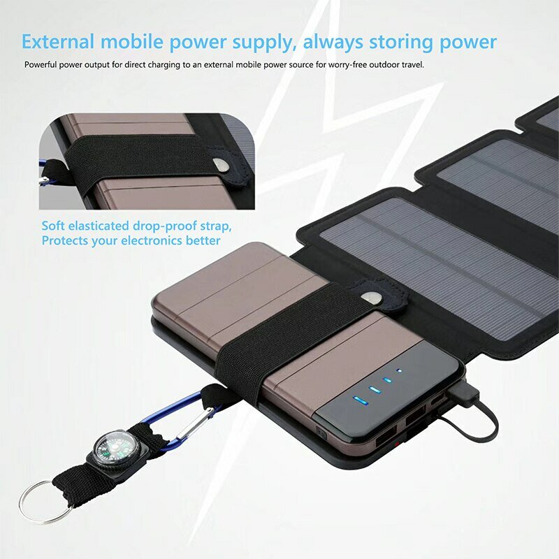 لوحة شحن شمسية محمولة متعددة الوظائف خارجية قابلة للطي 5 فولت 1A جهاز إخراج USB بخرج عالي الطاقة