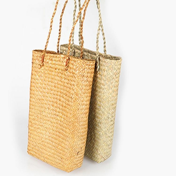 القش حقيبة المرأة الصيف عادية بسيطة سستة لينة حقيبة الكتف حقيبة يد الشاطئ نمط المرأة حقيبة