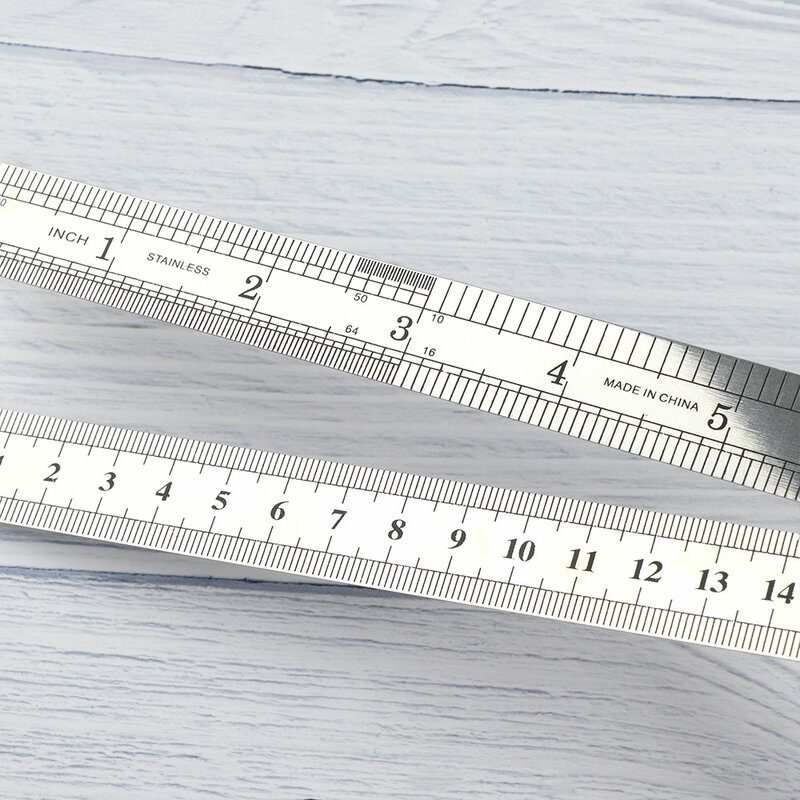1 قطعة 15 سنتيمتر 6 بوصة مزدوجة الجانب الفولاذ المقاوم للصدأ مسطرة مستقيمة قاعدة متري الدقة أداة قياس اللوازم المكتبية المدرسية