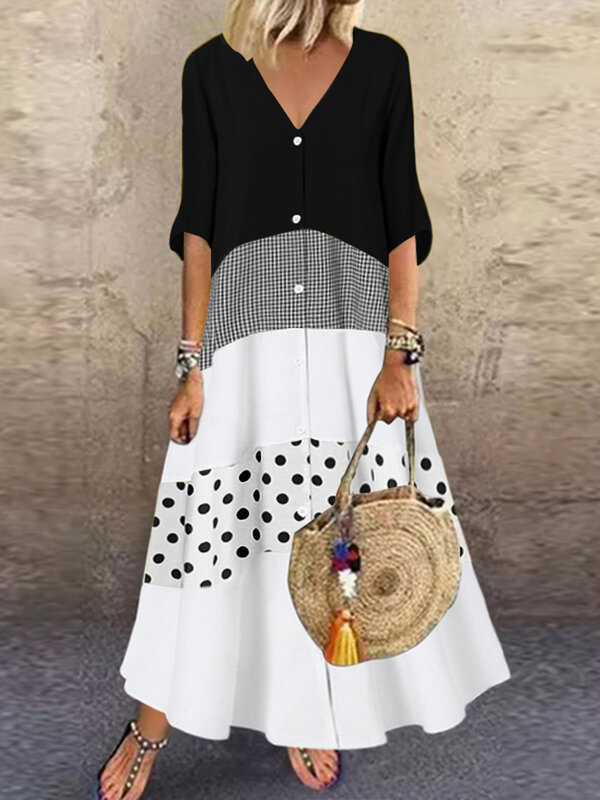 ZANZEA موضة الصيف فستان ماكسي المرأة المطبوعة فستان الشمس عادية قصيرة الأكمام Vestidos الإناث عالية الخصر رداء فام