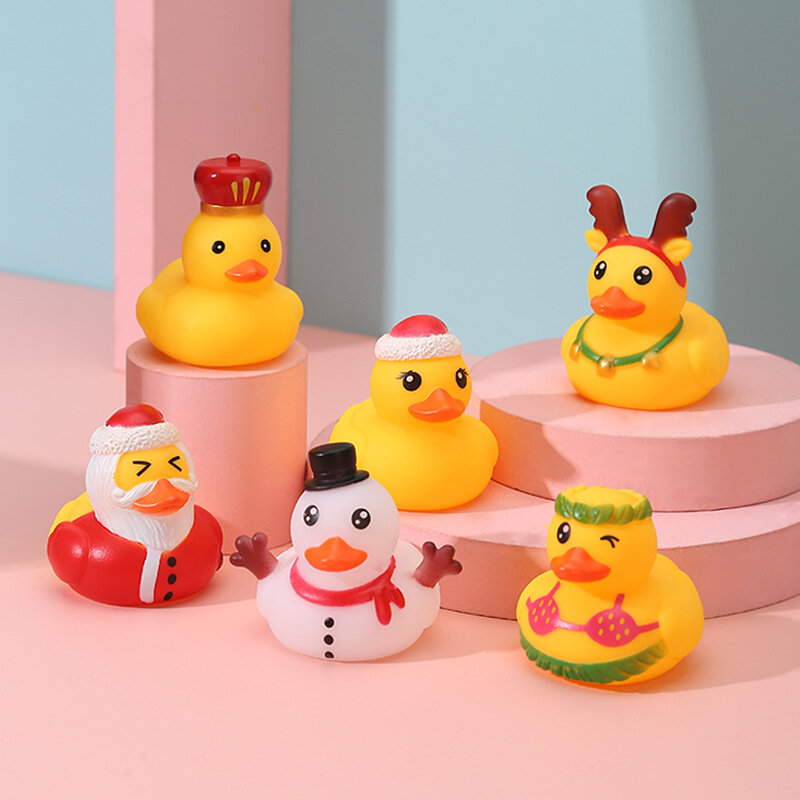 5 قطعة عيد الميلاد بطة حمام الطفل اللعب في الهواء الطلق شاطئ بركة الحديقة المائية اللعب المياه العائمة لطيف بطة صفراء الاطفال لعبة