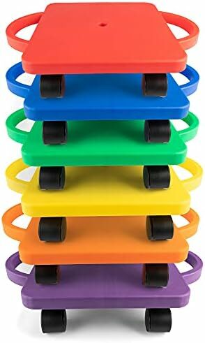 لوح مع مقابض للسكوتر الرياضي الممتع ، مجموعة من 6 ، واسعة 12x12 قاعدة متعددة الألوان ، عجلات بلاستيكية غير وسم للأطفال
