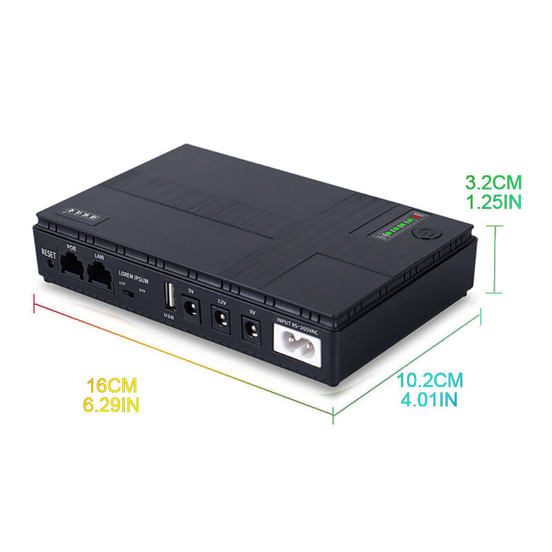 10400mAh Mini المحمولة UPS 5 فولت-12 فولت امدادات الطاقة غير المنقطعة واي فاي ، جهاز التوجيه سعة كبيرة شكا من الطاقة 12 فولت