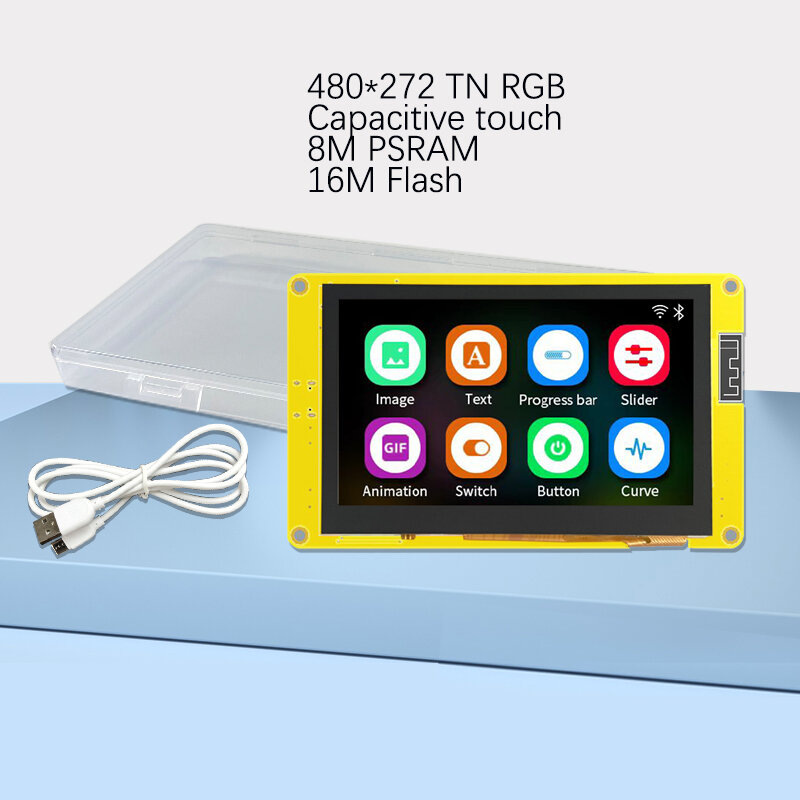 ESP32-S3 HMI شاشة عرض ذكية ، 8 متر ، PSRAM ، 16 متر فلاش ، اردوينو ، LVGL ، WiFi ، بلوتوث ، 4.3 "، 480x270 ، RGB ، LCD TFT وحدة