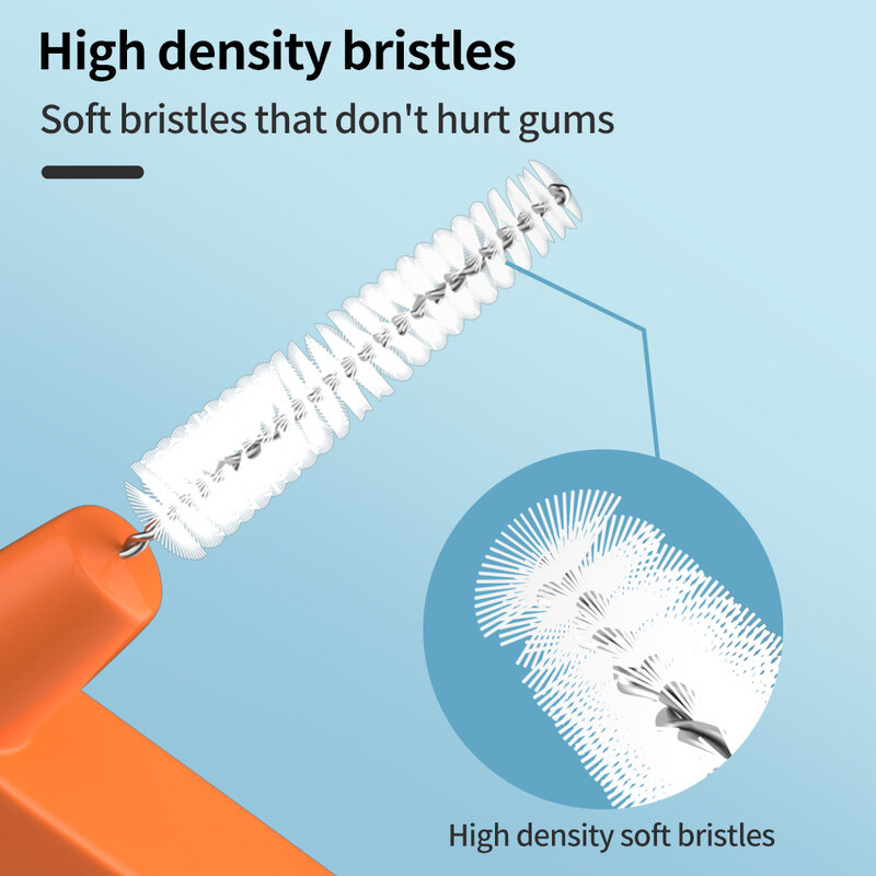 20 قطعة فرشاة بين الأسنان لتقويم الأسنان نظيفة بين الأسنان الأسنان نظافة الفم فرشاة صغيرة مع غطاء غبار