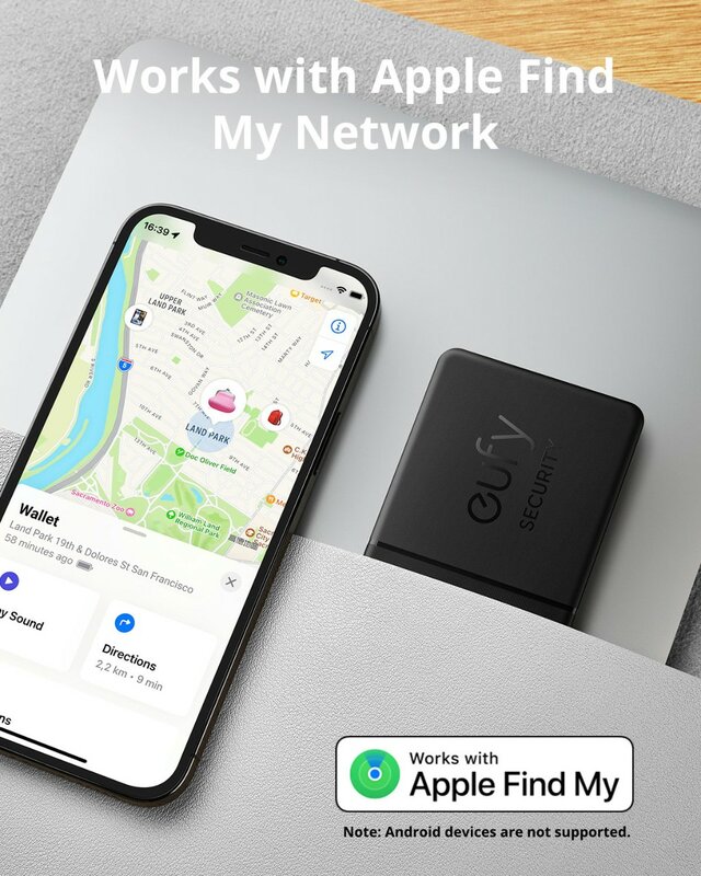 Eufy security-smart track card, يعمل مع apple, البحث عن محفظتي, مكتشف الهاتف, مقاومة للماء, عمر البطارية 3 سنوات