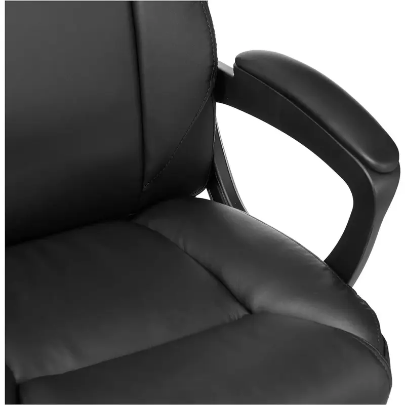 كرسي مكتب منتصف الظهر مبطن بو ، كمبيوتر مع مسند ذراع ، كراسي مكتب سوداء ، 26 "D x" W x 42 "H