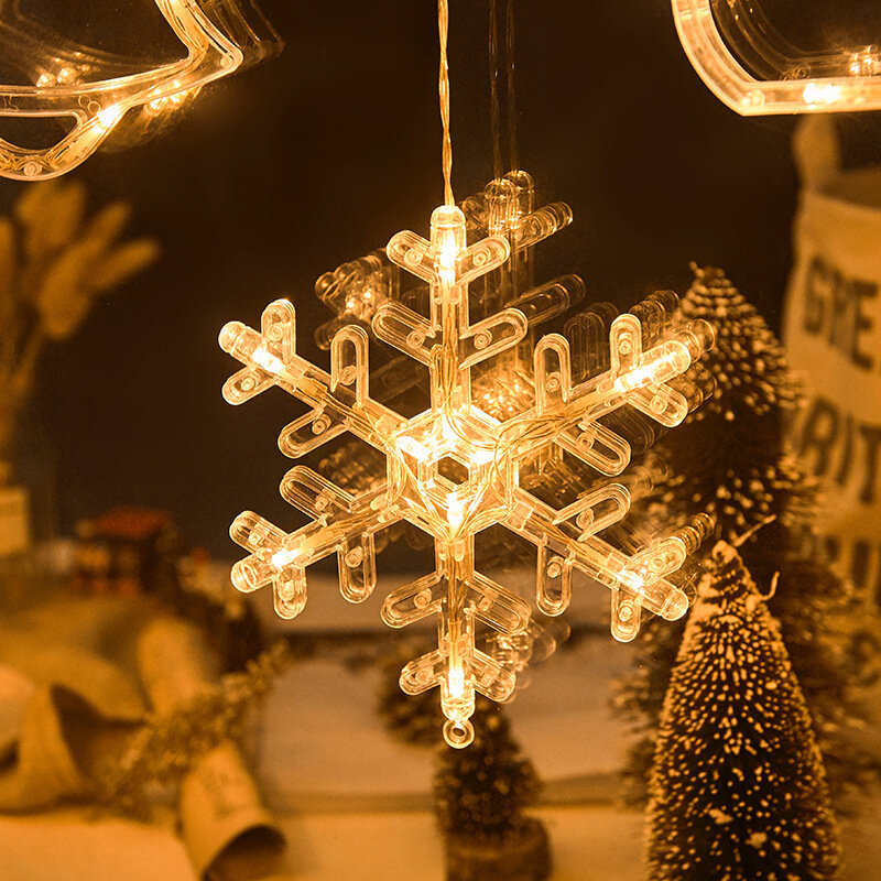 عيد الميلاد LED ضوء ندفة الثلج سانتا معلقة مصاصة مصباح نافذة الحلي السنة الجديدة الديكور للمنزل عيد الميلاد نافيداد ديكور