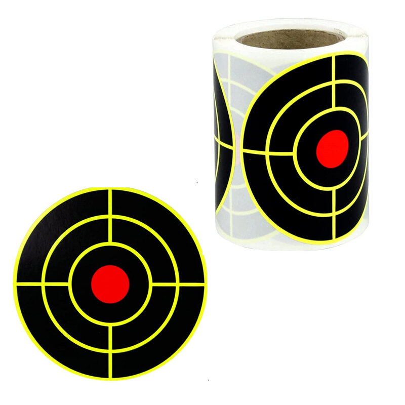 أهداف اطلاق النار الفلورسنت ذاتية اللصق ، ملصقات ترشيش ، ورقة تأثير صفراء لتدريب اطلاق النار ، 100 قطعة ، 200 قطعة