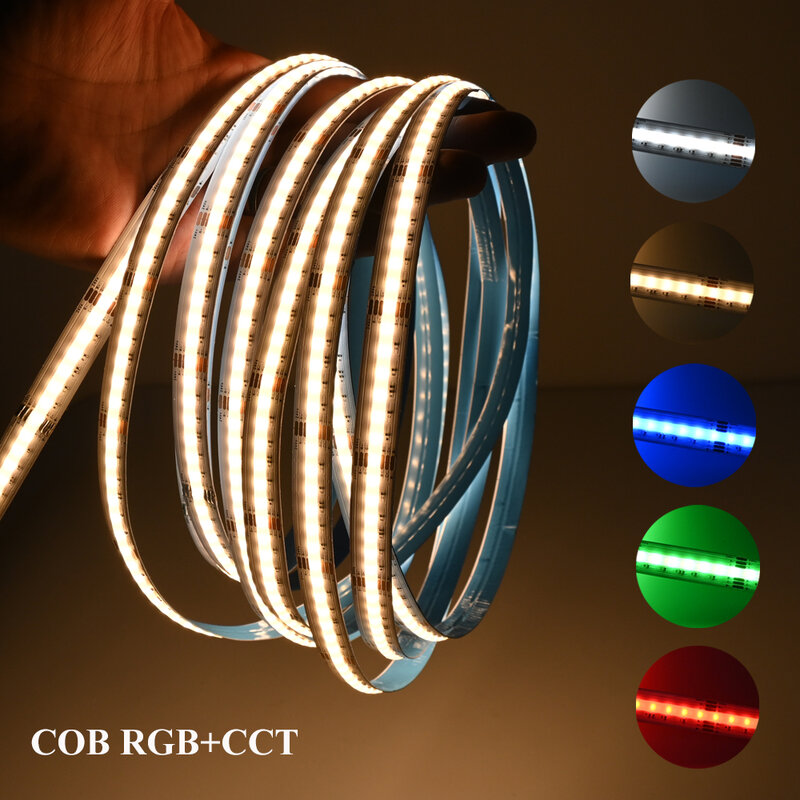 مصباح شريط ليد COB RGB + CCT ، مصباح مرن قابل للتعتيم ، كثافة عالية ، إضاءة خطية ، بدون نقطة ، RGBCW ، RGBCW ، 6Pin ، 24V ، 1m ، 2m ، 3m ، 4 م ، 5 م ، 10 م