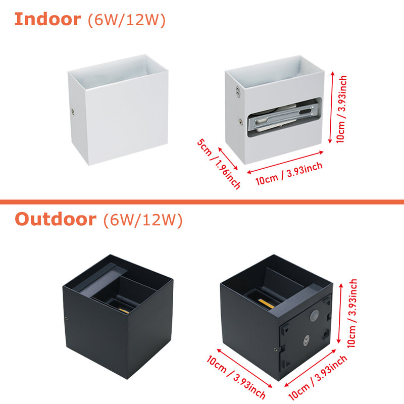LED 6 واط/12 واط في الهواء الطلق مقاوم للماء IP65 الجدار ضوء الشرفة حديقة الجدار مصباح و داخلي نوم غرفة المعيشة الديكور الإضاءة مصباح