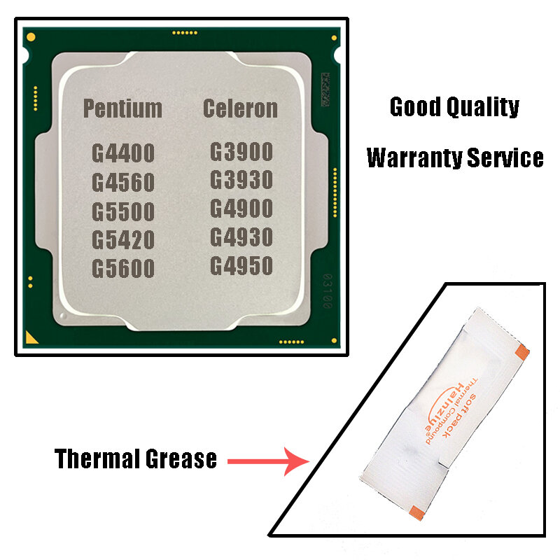معالج انتل LGA 1151 بنتيوم G4400 CPU G4560 G5500 مع شحم حراري انتل سيليرون G3930 CPU G4930 G4950 معالج سطح المكتب