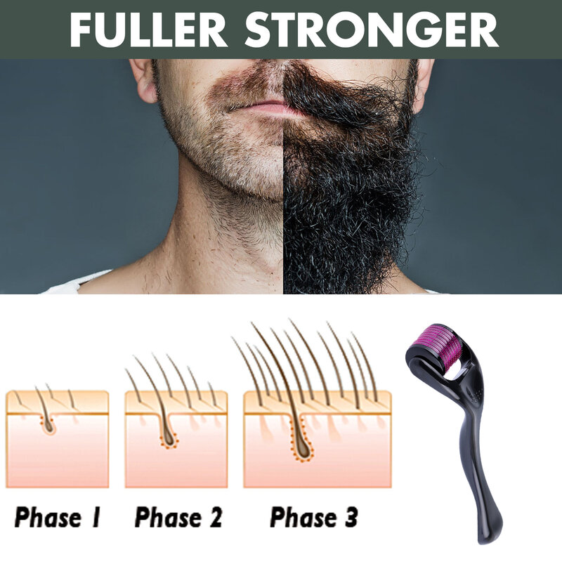 بكرة جهاز تجميل البشرة الطبيعي الرجال نمو اللحية الأسطوانة عدة الرجال نمو اللحية مغذية مكافحة فقدان الشعر مع اللحية الأسطوانة 0.2 مللي متر