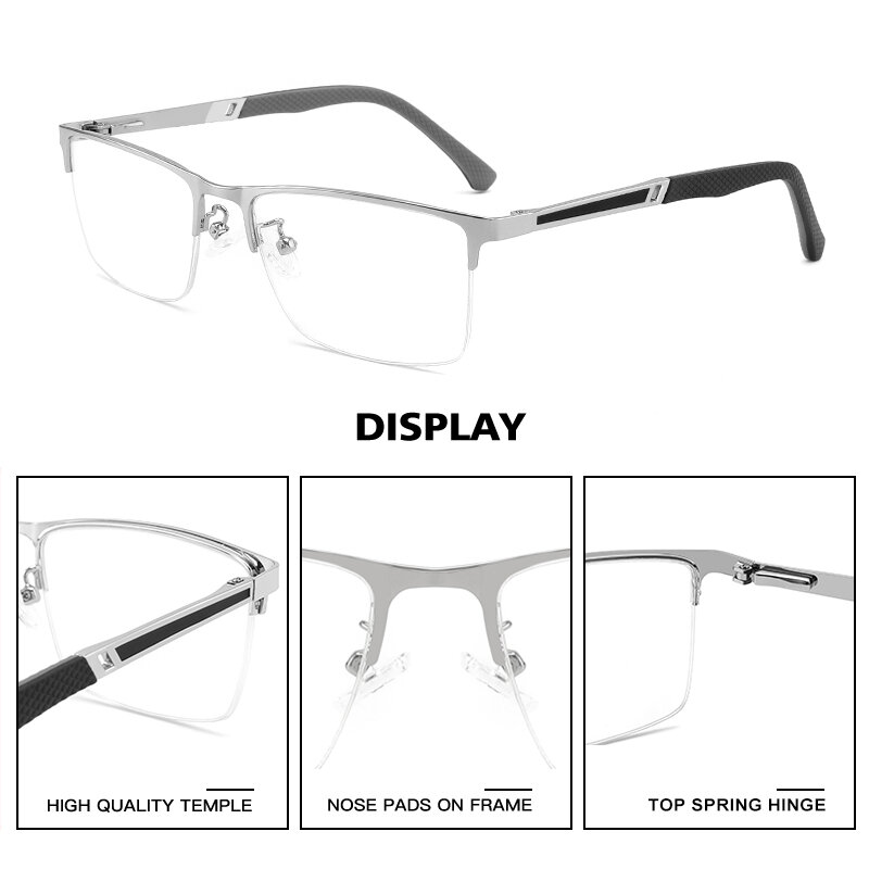 CLLOIO رجال الأعمال الضوء الأزرق حجب نظارات للقراءة التقدمية متعدد البؤر نظارات إطار وصفة طبية معدنية النظارات البصرية
