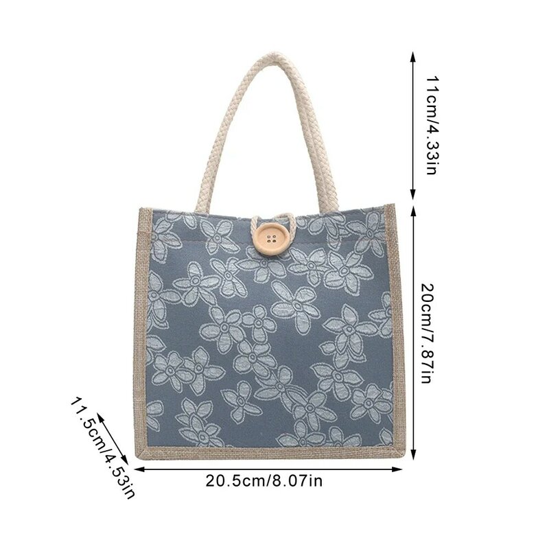 ISKYBOB-حقيبة تسوق صديقة للبيئة للنساء ، حقيبة يد ذات سعة كبيرة ، حقيبة بقالة ، حقيبة حمل عادية ، حقيبة محمولة ، هدية من الكتان ، زر
