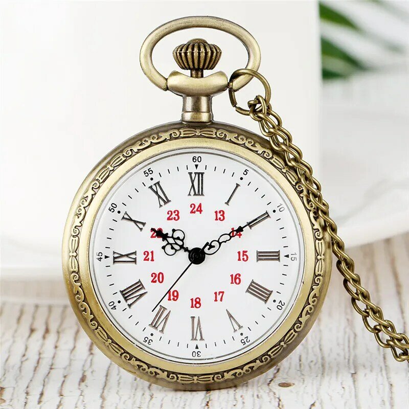 العتيقة نمط ساعة مفتوحة الوجه ساعة الرجال النساء البرونزية ساعة جيب مع الأرقام الرومانية الطلب قلادة قلادة سلسلة سبيكة
